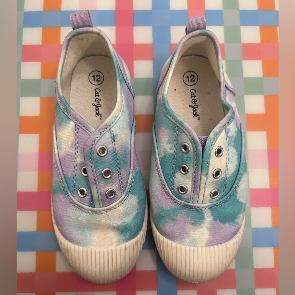 Teal, Lilac, & White Girls Canvas Sneakers Size 12